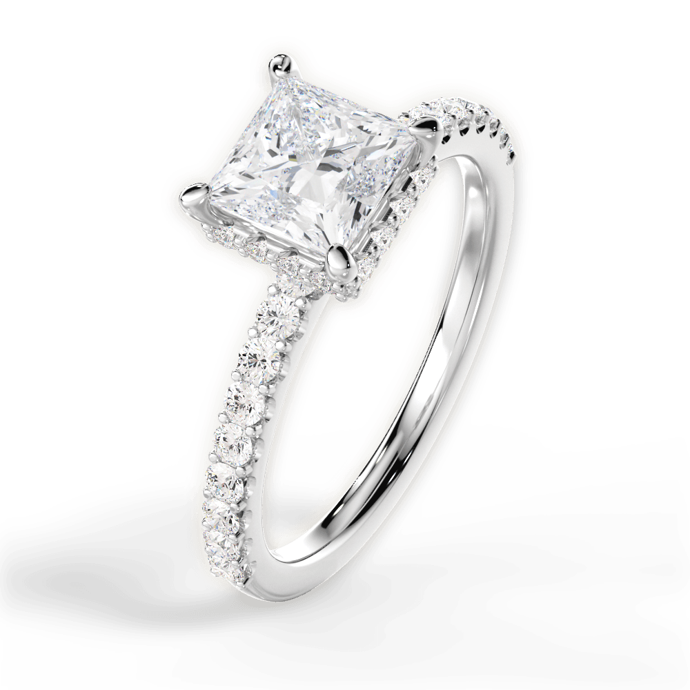 Isabella Princess Cut Lab Grown Diamond 14Kt White Gold Engagement Ring - View 3