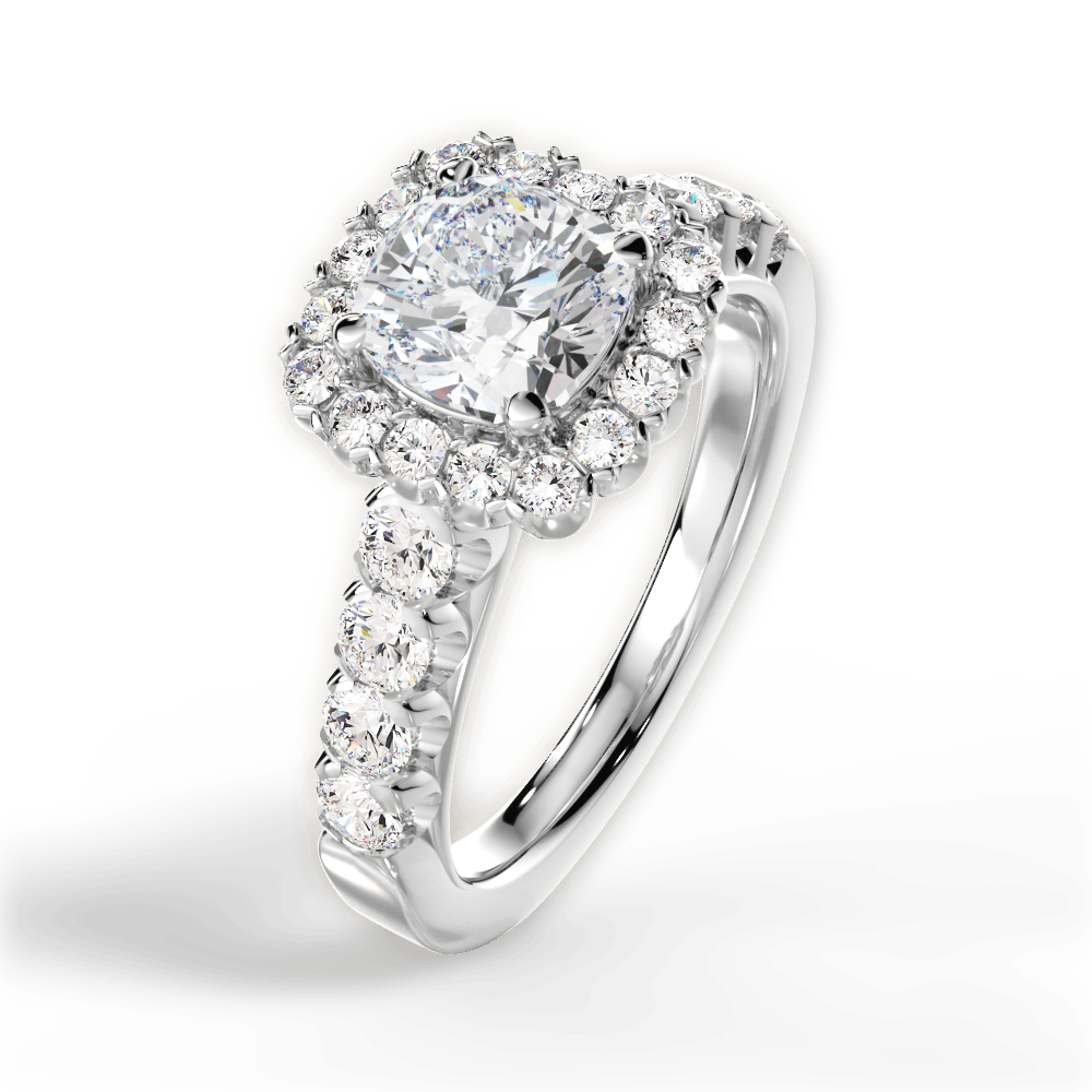 Lydia Cushion Cut Lab Grown Diamond 18Kt White Gold Engagement Ring - View 4