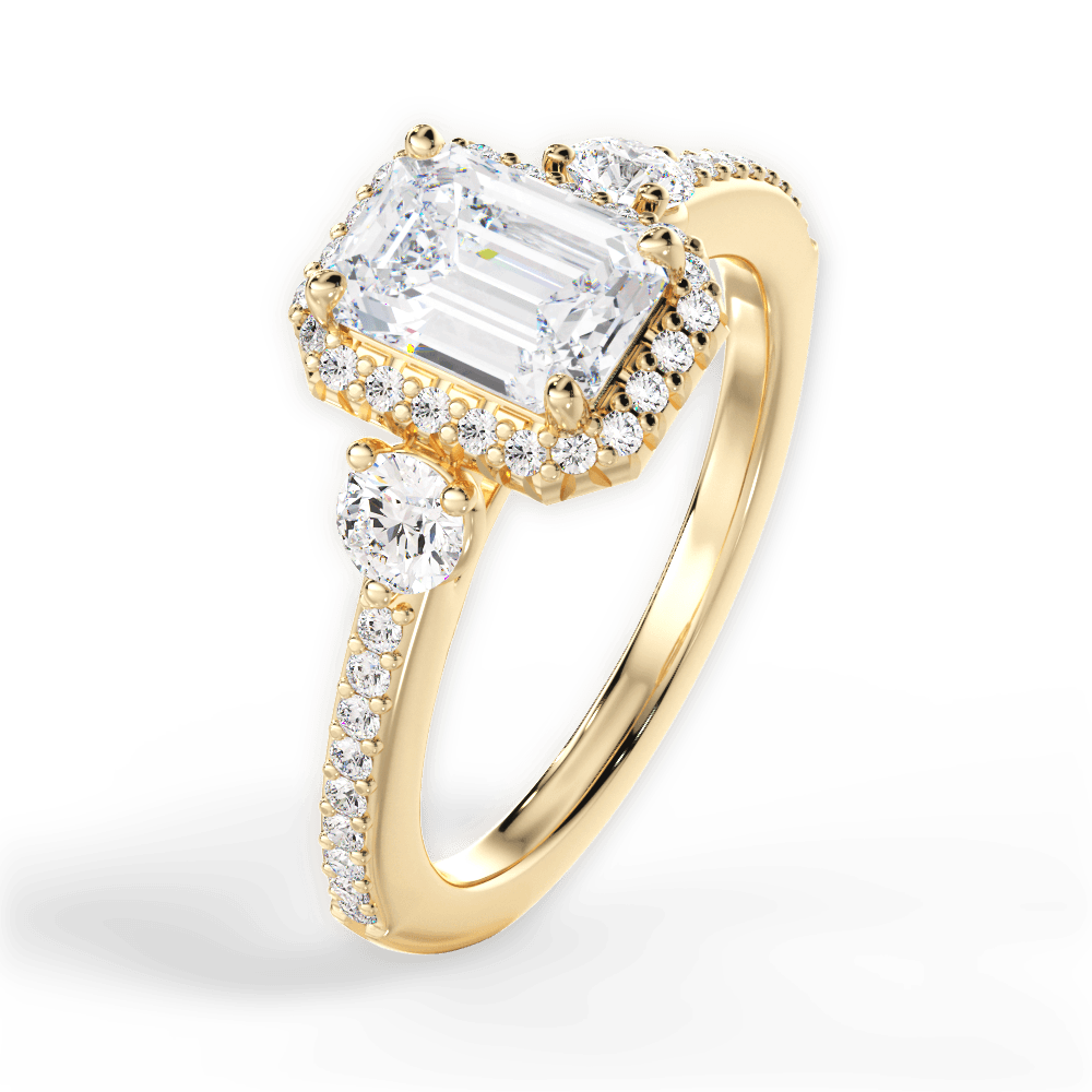 Julia Emerald Cut Lab Grown Diamond 18Kt Yellow Gold Engagement Ring - View 4