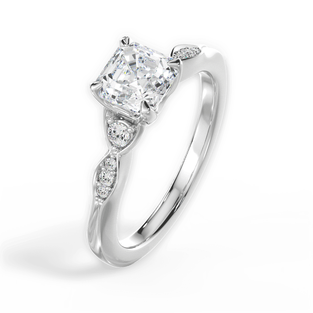 Cassie Asscher Cut Lab Grown Diamond Platinum Engagement Ring - View 3