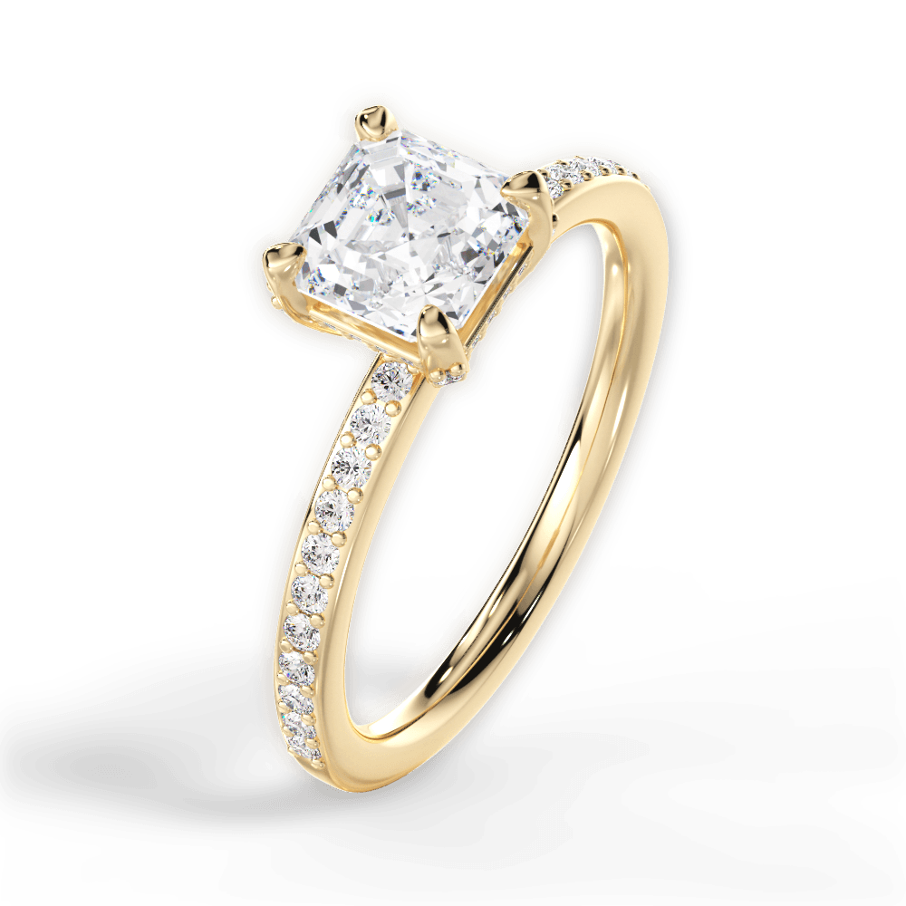 Janice Asscher Cut Lab Grown Diamond 18Kt Yellow Gold Engagement Ring - View 4