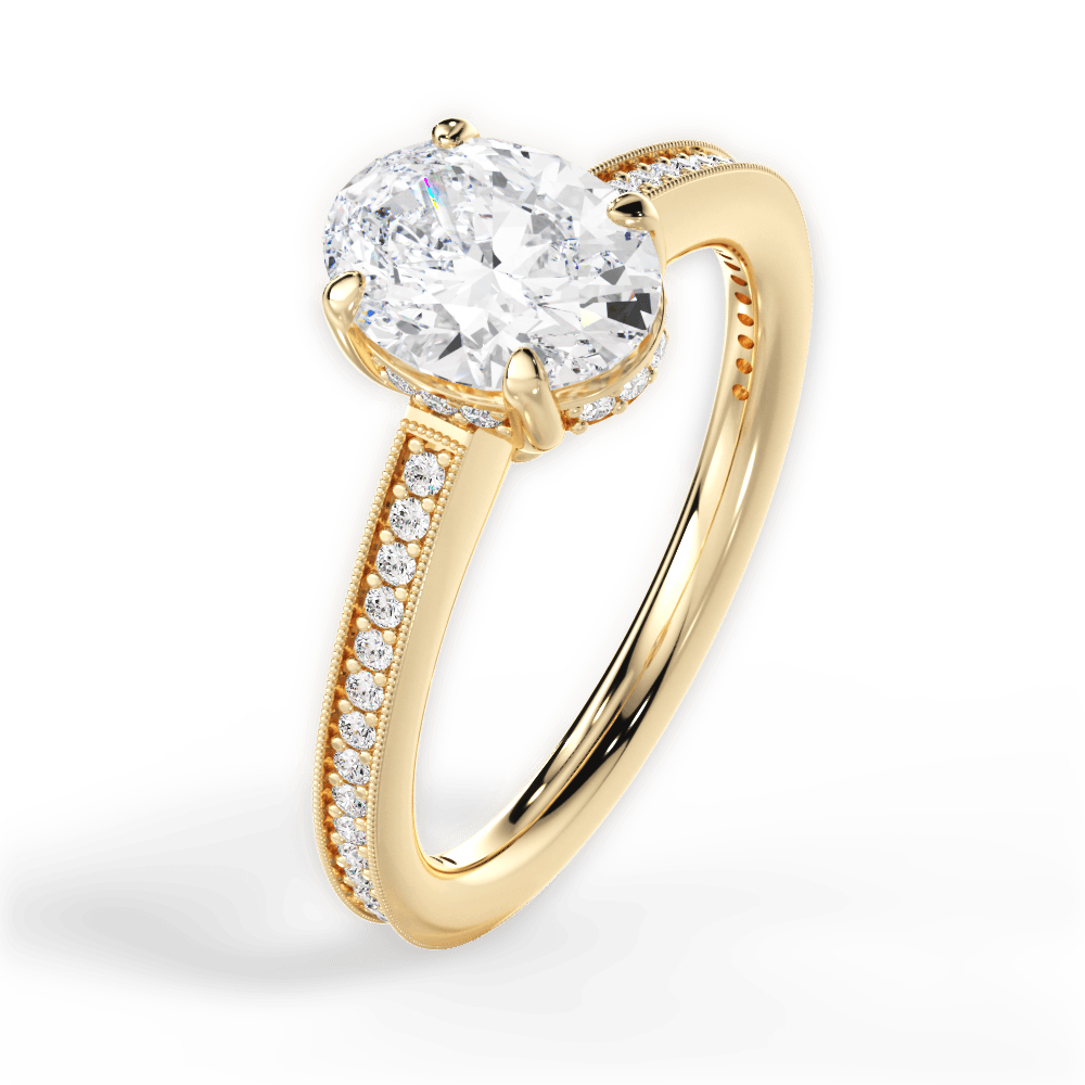 Janet Oval Cut Lab Grown Diamond 18Kt Yellow Gold Engagement Ring - View 2