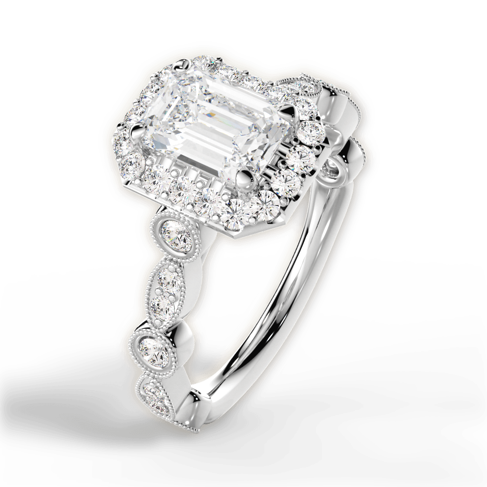 Irene Emerald Cut Lab Grown Diamond 14Kt White Gold Engagement Ring - View 3