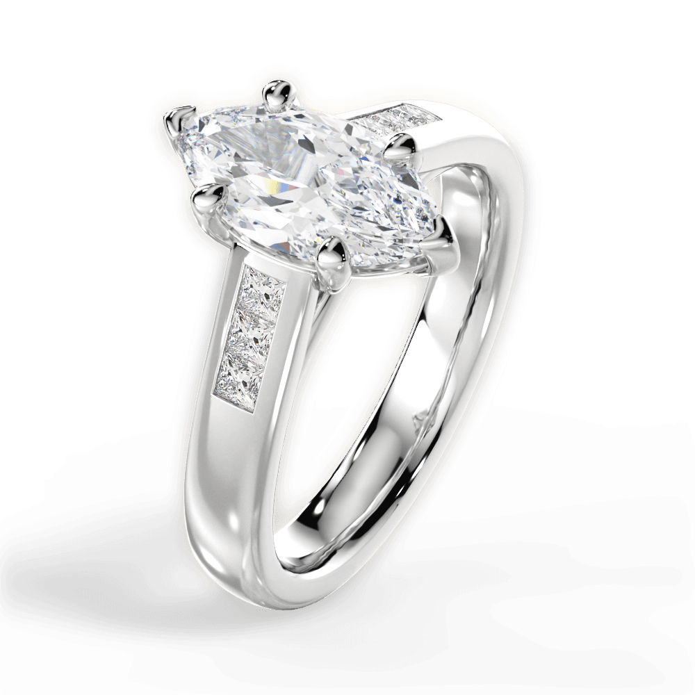 Brittany Marquise Cut Lab Grown Diamond 18Kt White Gold Engagement Ring - View 4
