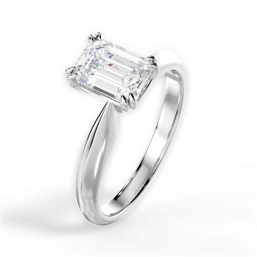Anastasia Emerald Cut Lab Grown Diamond 18Kt White Gold Engagement Ring - View 2