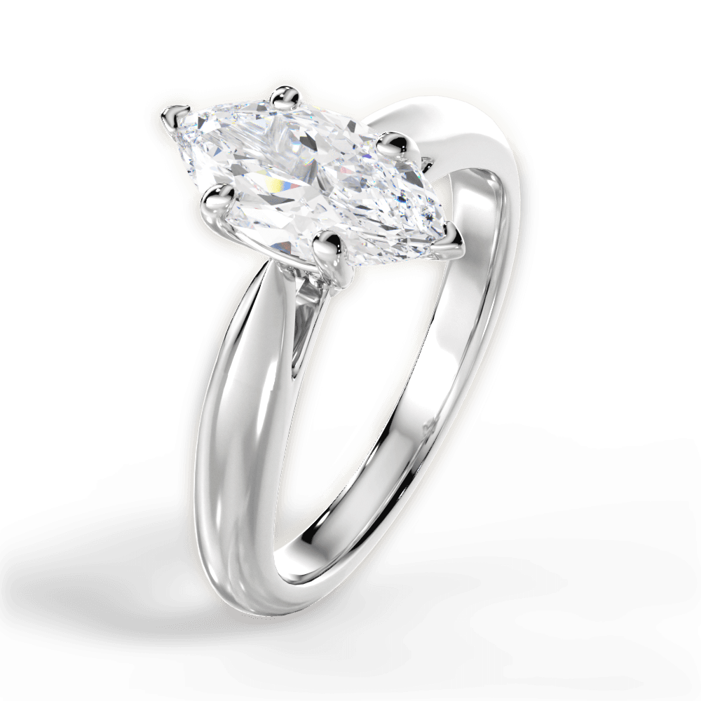 Amy Marquise Cut Lab Grown Diamond 14Kt White Gold Engagement Ring - View 3