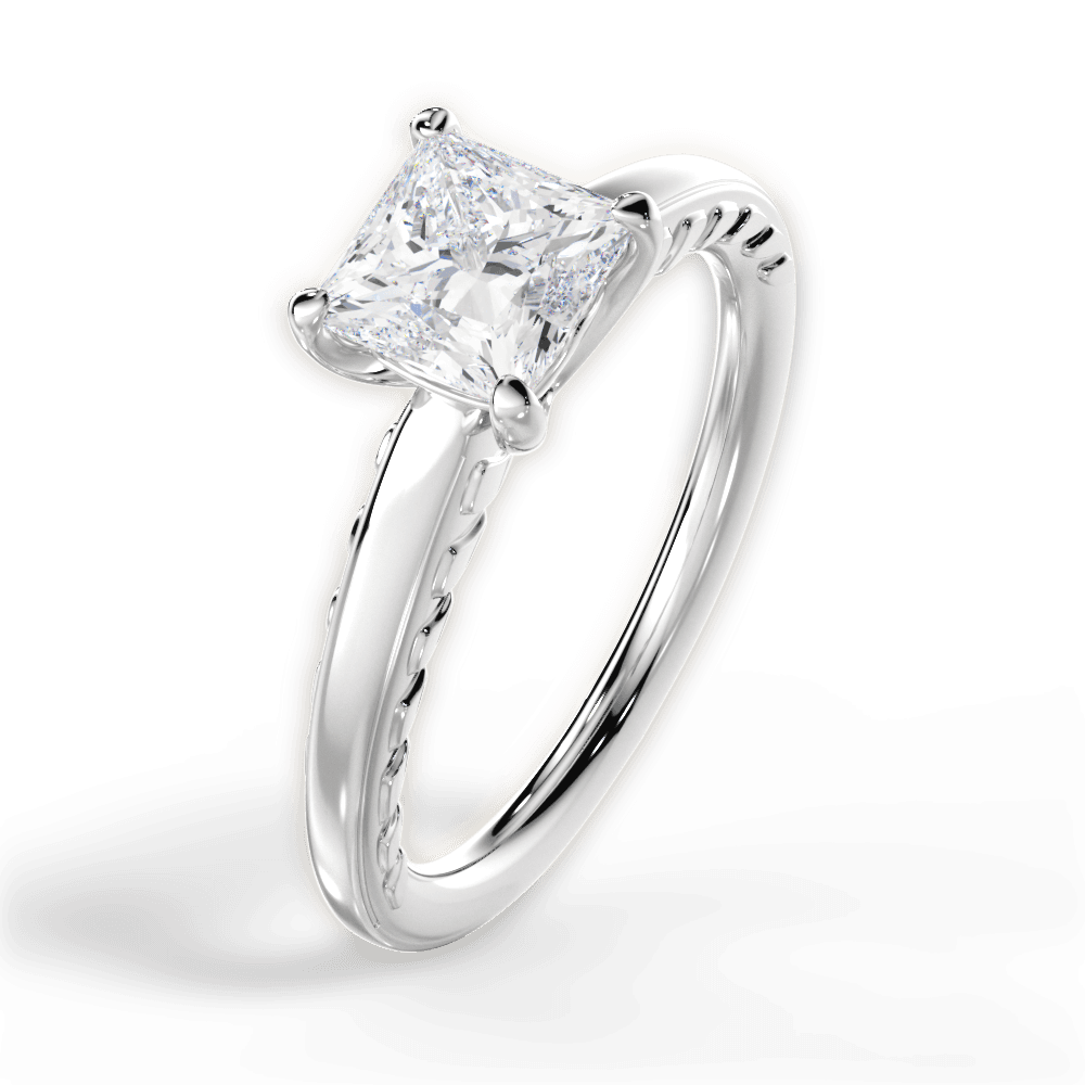 Annette Princess Cut Lab Grown Diamond 18Kt White Gold Engagement Ring - View 3