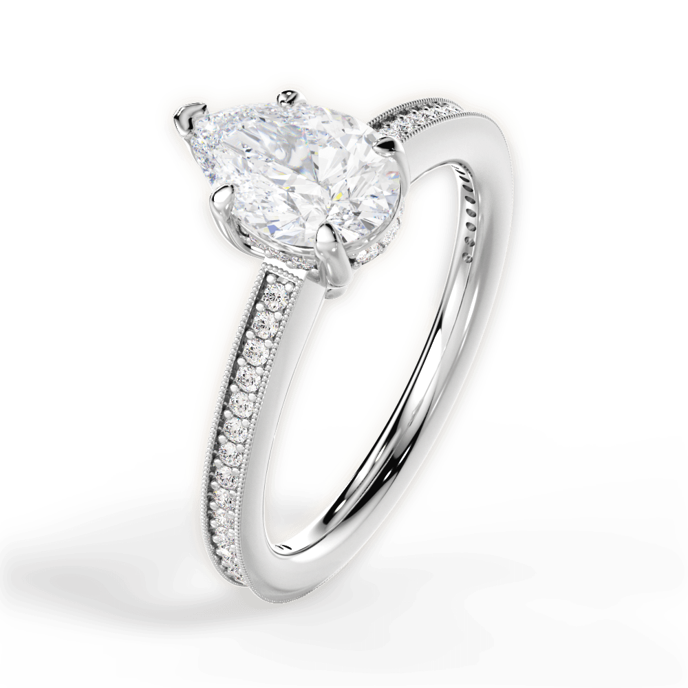 Janet Pear Cut Lab Grown Diamond 18Kt White Gold Engagement Ring - View 4