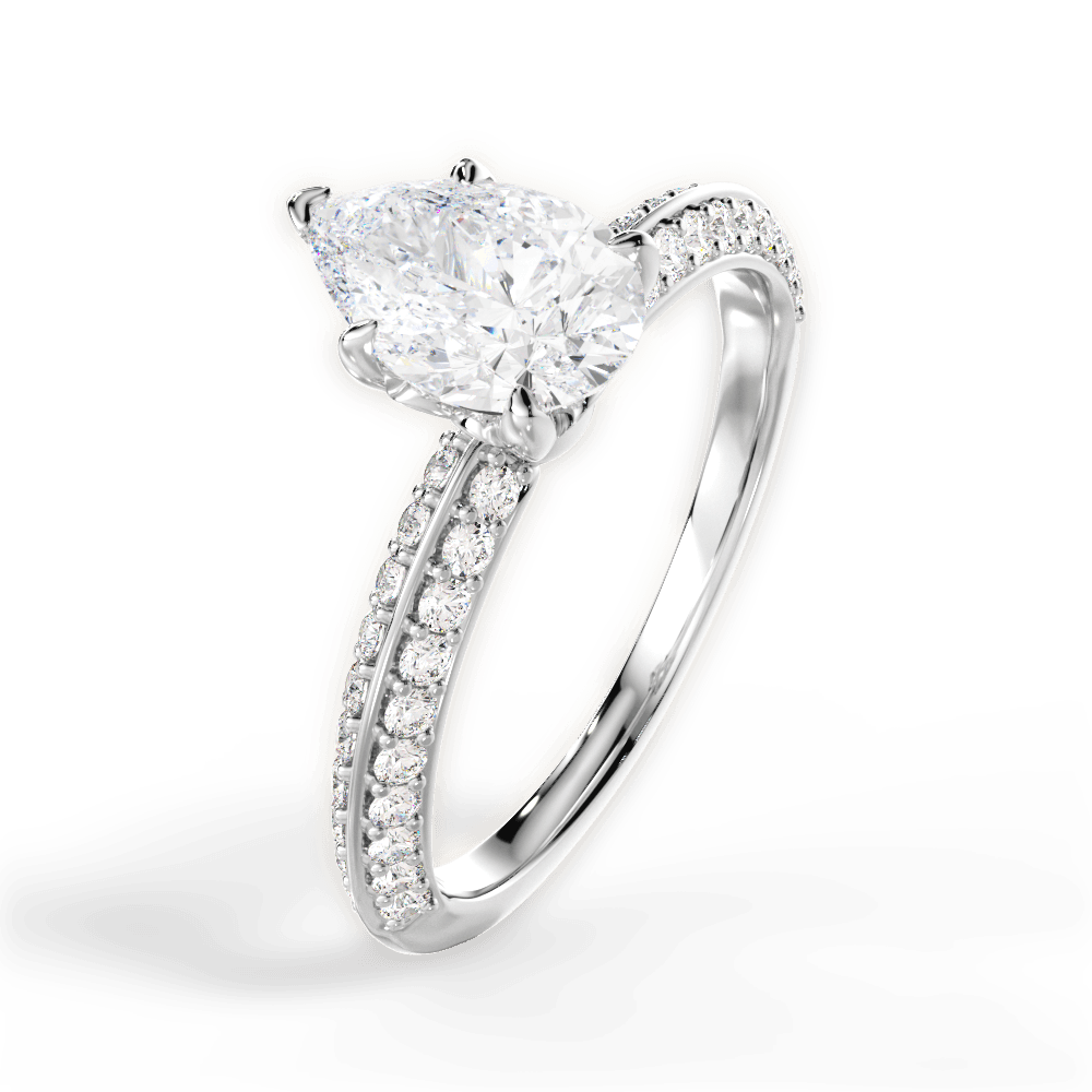 Gail Pear Cut Lab Grown Diamond 14Kt White Gold Engagement Ring - View 2