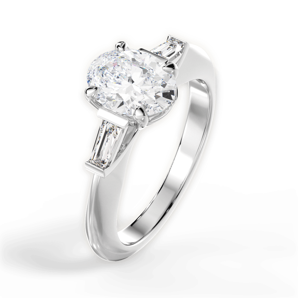 Emily Oval Cut Lab Grown Diamond 18Kt White Gold Engagement Ring - View 2