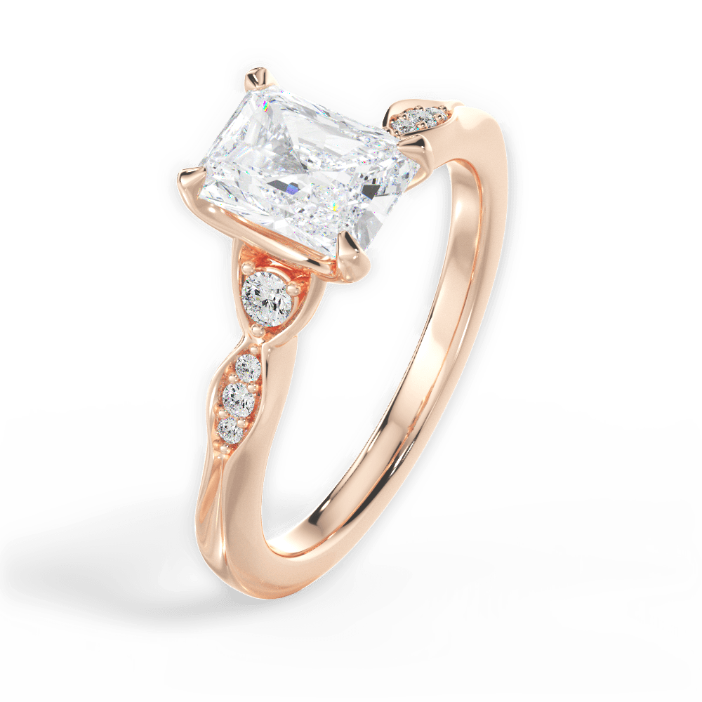 Cassie Radiant Cut Lab Grown Diamond 18Kt Rose Gold Engagement Ring - View 3