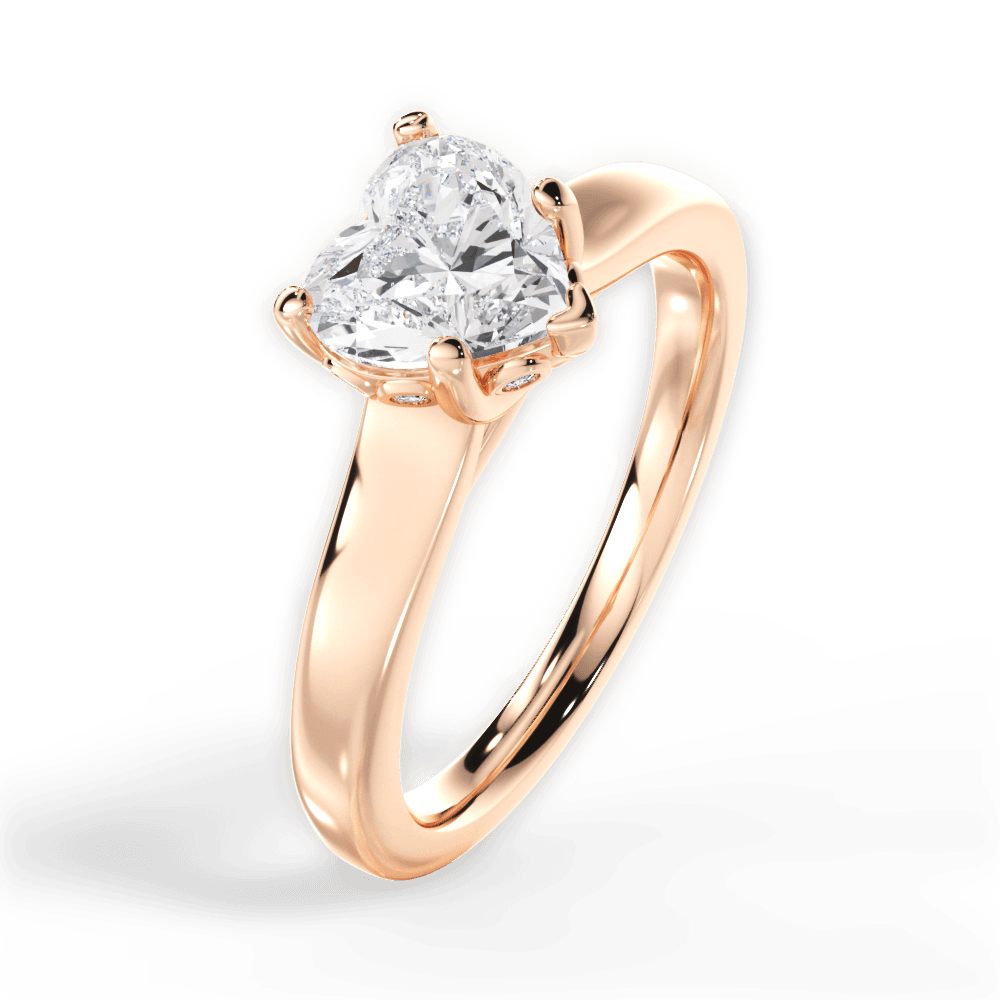 Carol Heart Cut Lab Grown Diamond 18Kt Rose Gold Engagement Ring - View 2