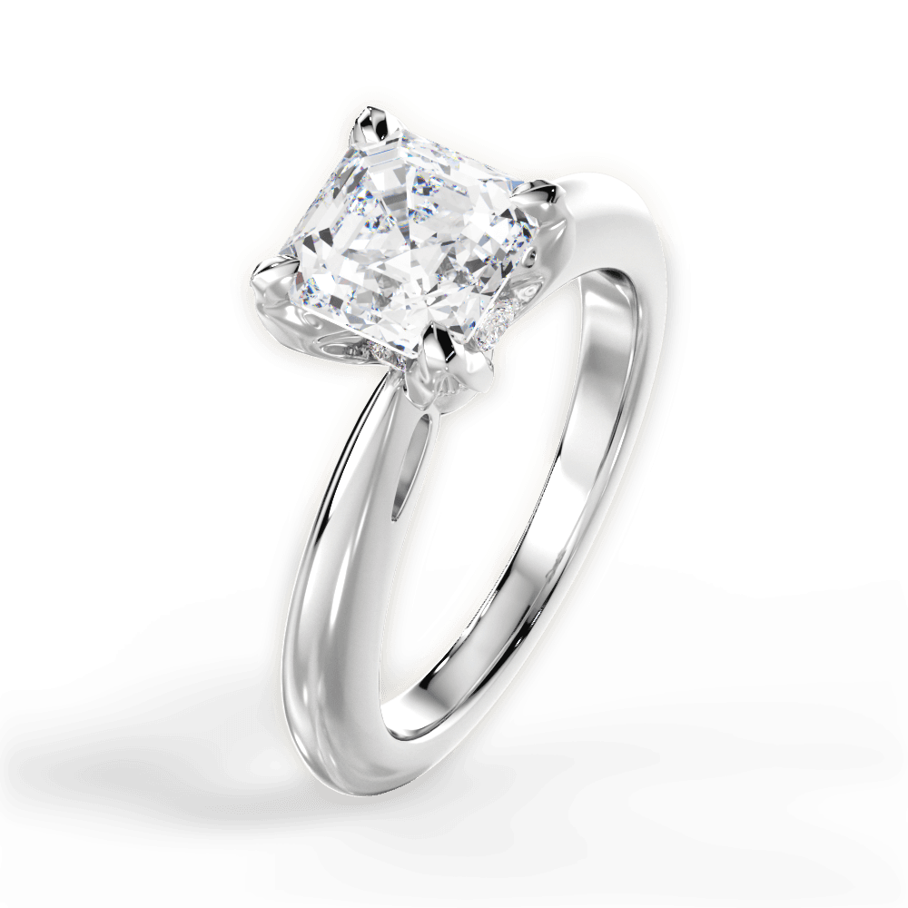Elaine Asscher Cut Lab Grown Diamond 18Kt White Gold Engagement Ring - View 3