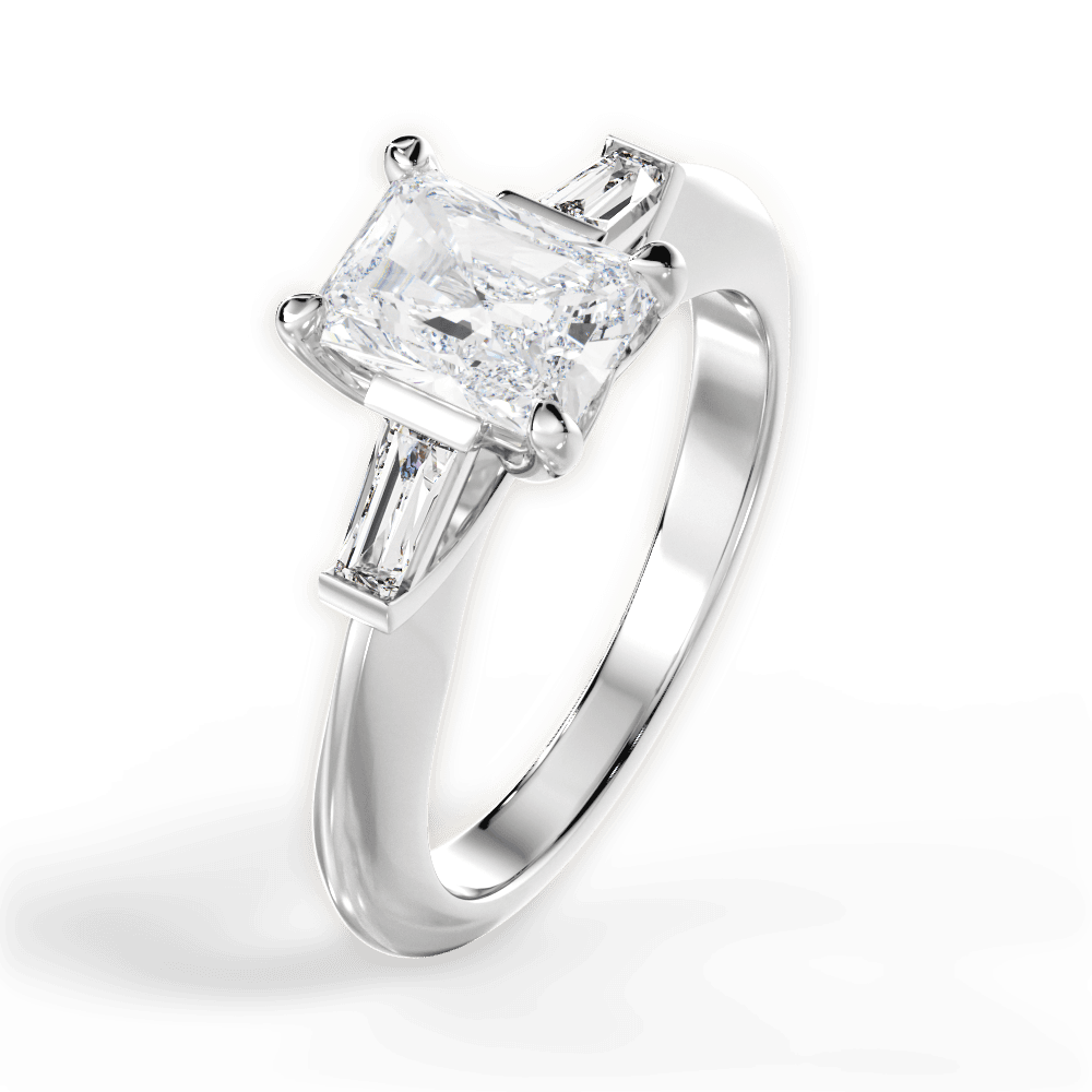 Emily Radiant Cut Lab Grown Diamond 18Kt White Gold Engagement Ring - View 2