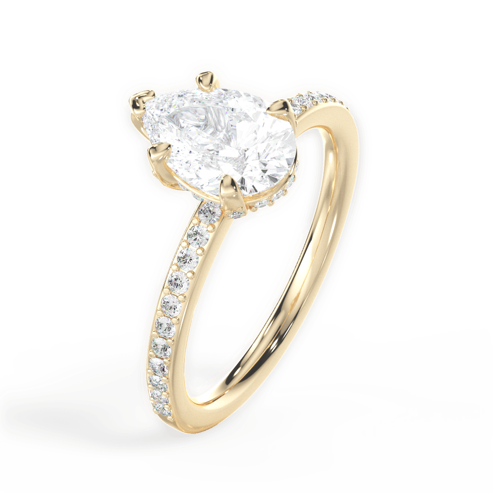 Janice Pear Cut Lab Grown Diamond 18Kt Yellow Gold Engagement Ring - View 4