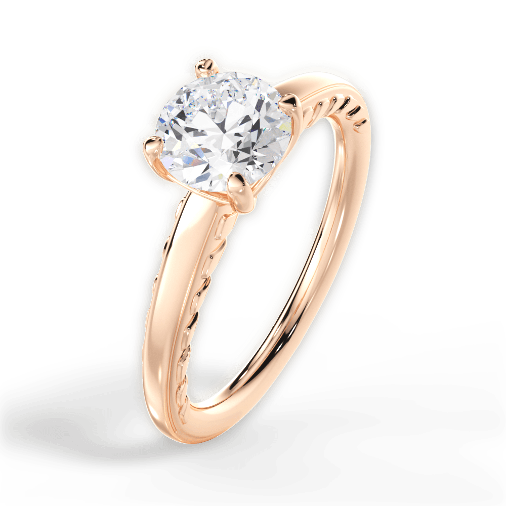 Annette Round Cut Lab Grown Diamond 18Kt Rose Gold Engagement Ring - View 2
