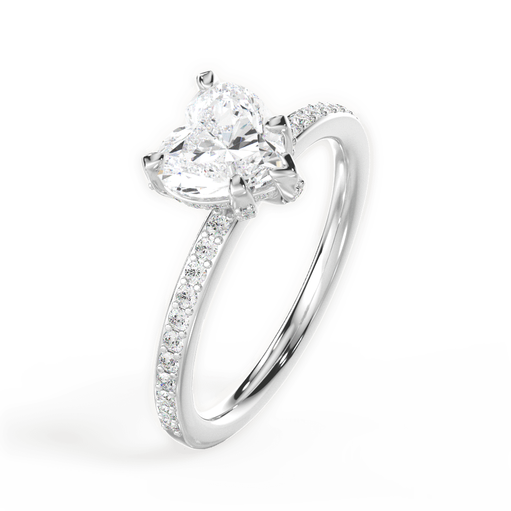 Janice Heart Cut Lab Grown Diamond 18Kt White Gold Engagement Ring - View 3