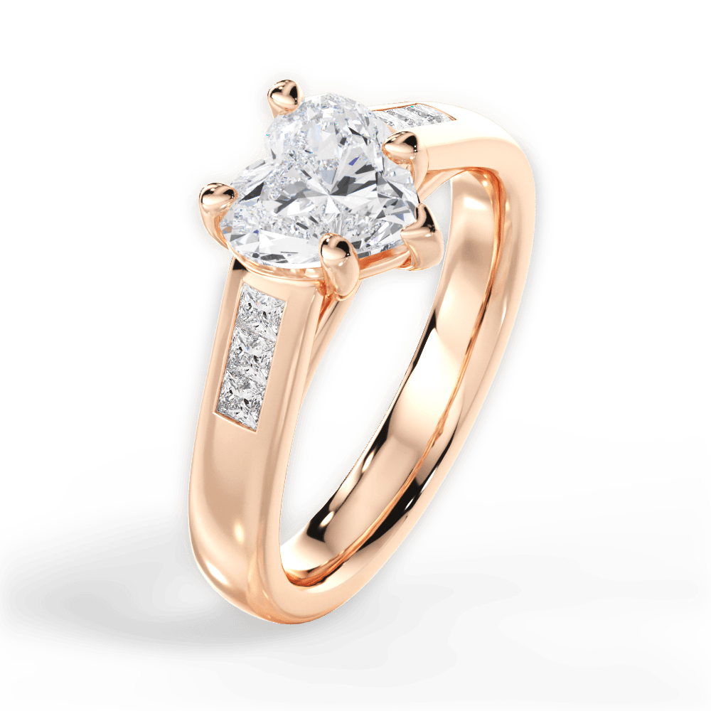 Brittany Heart Cut Lab Grown Diamond 18Kt Rose Gold Engagement Ring - View 2