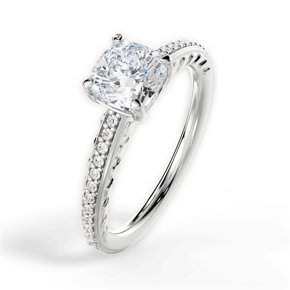 Caroline Cushion Cut Lab Grown Diamond 18Kt White Gold Engagement Ring - View 4