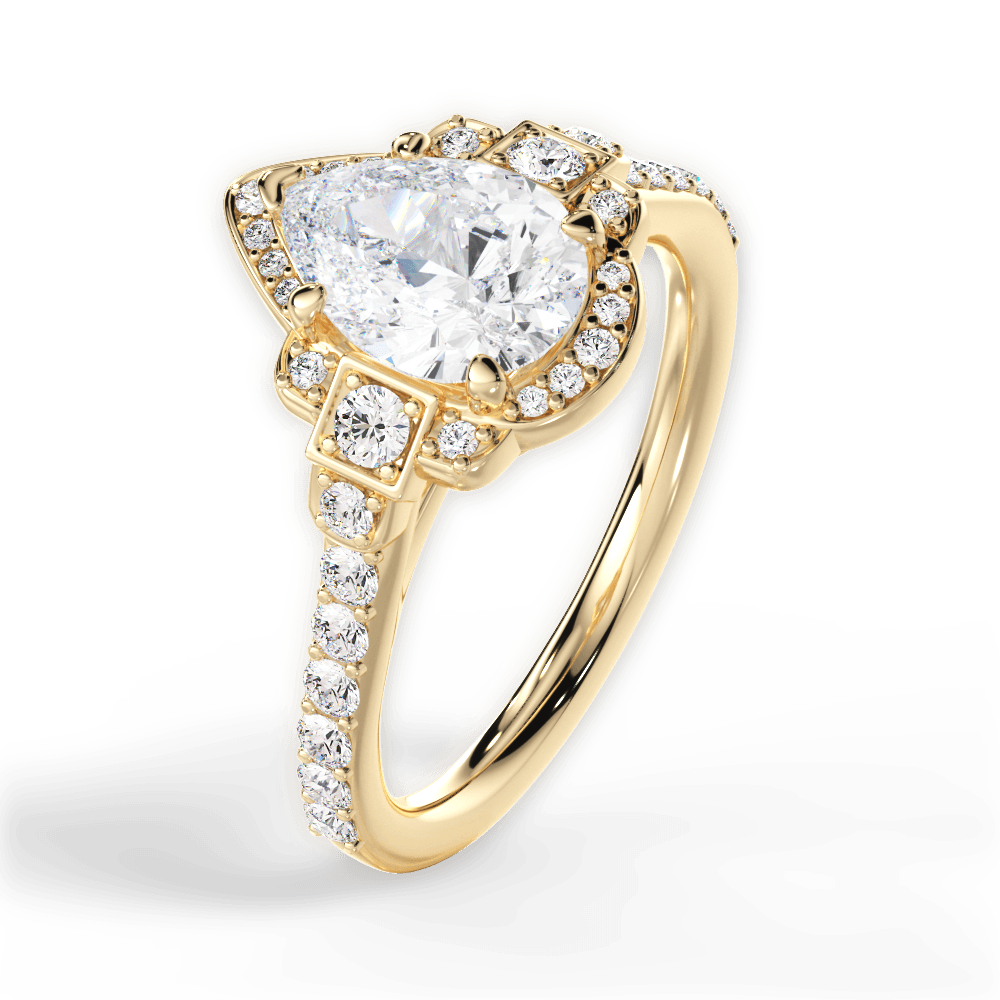 Joyce Pear Cut Lab Grown Diamond 18Kt Yellow Gold Engagement Ring - View 3