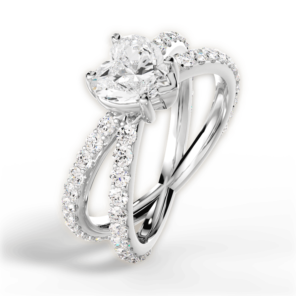 Lauren Heart Cut Lab Grown Diamond 14Kt White Gold Engagement Ring - View 3