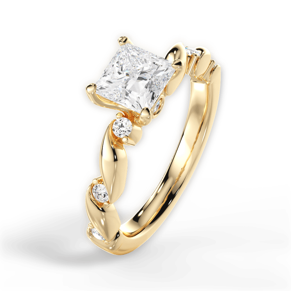Emma Princess Cut Lab Grown Diamond 18Kt Yellow Gold Engagement Ring - View 2