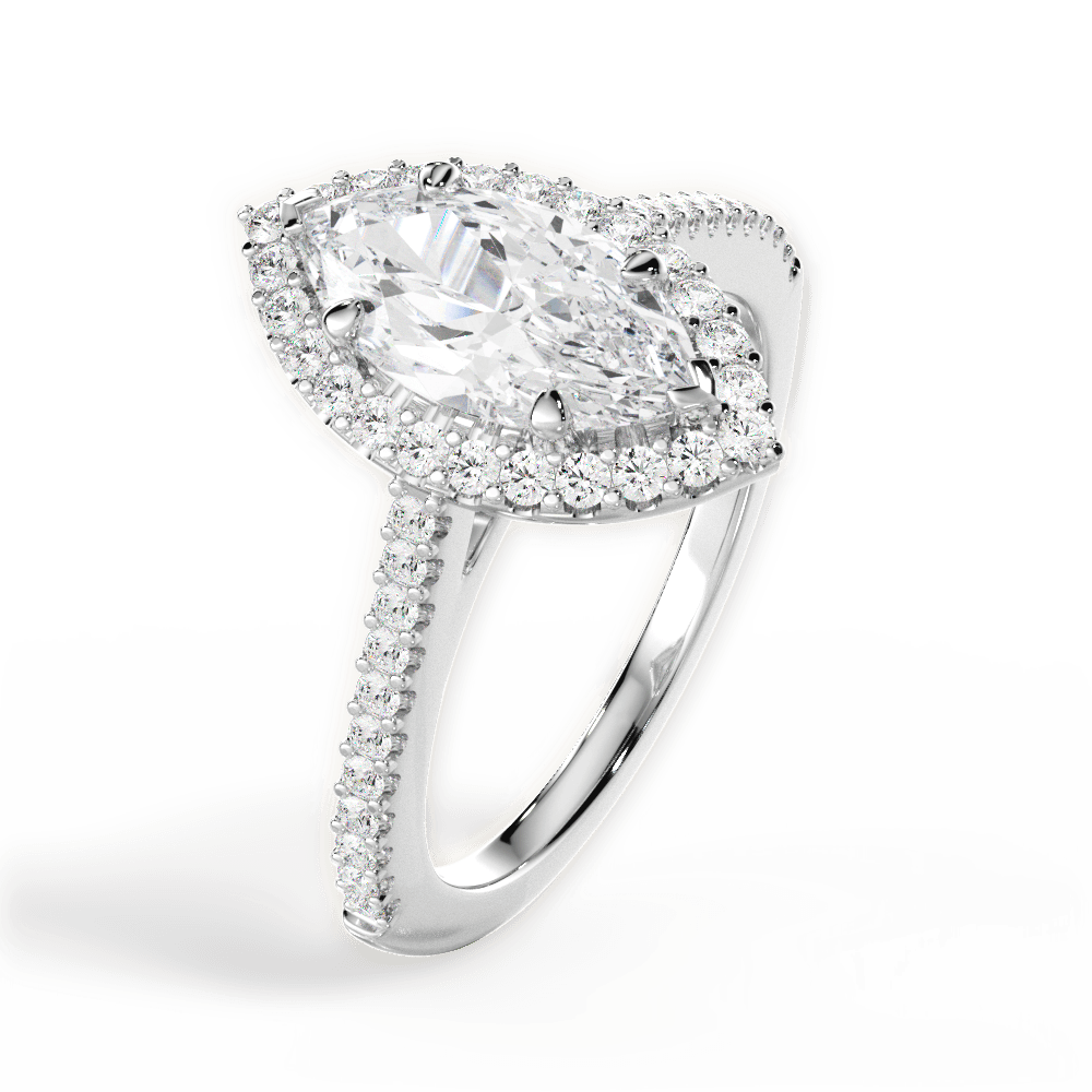 Jeanne Marquise Cut Lab Grown Diamond 14Kt White Gold Engagement Ring - View 3