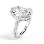 Jeanne Marquise Cut Lab Grown Diamond 18Kt White Gold Engagement Ring - View 3