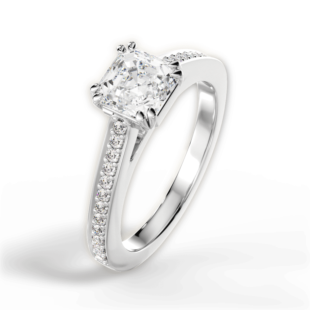 Denise Asscher Cut Lab Grown Diamond 18Kt White Gold Engagement Ring - View 3