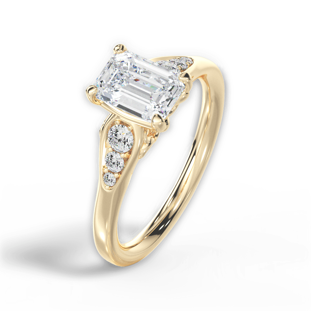 Cecilia Emerald Cut Lab Grown Diamond 18Kt Yellow Gold Engagement Ring - View 2