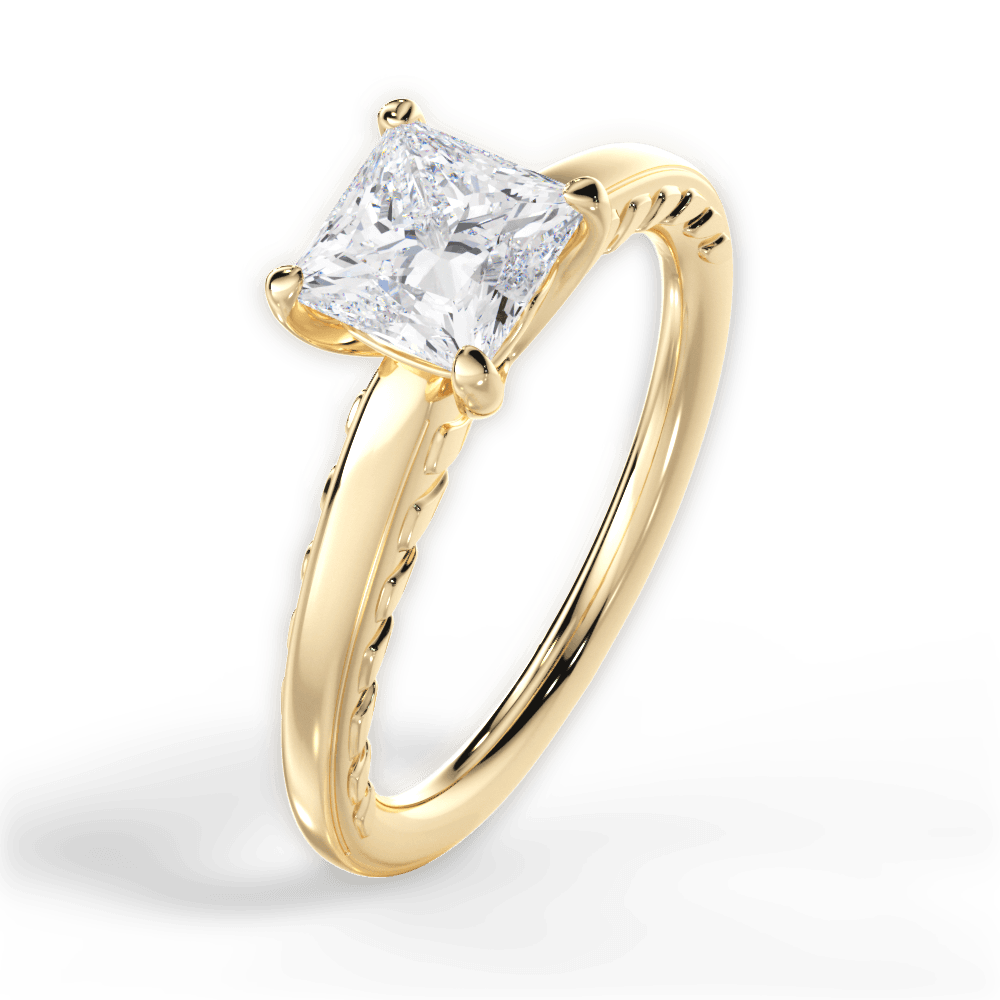 Annette Princess Cut Lab Grown Diamond 18Kt Yellow Gold Engagement Ring - View 3