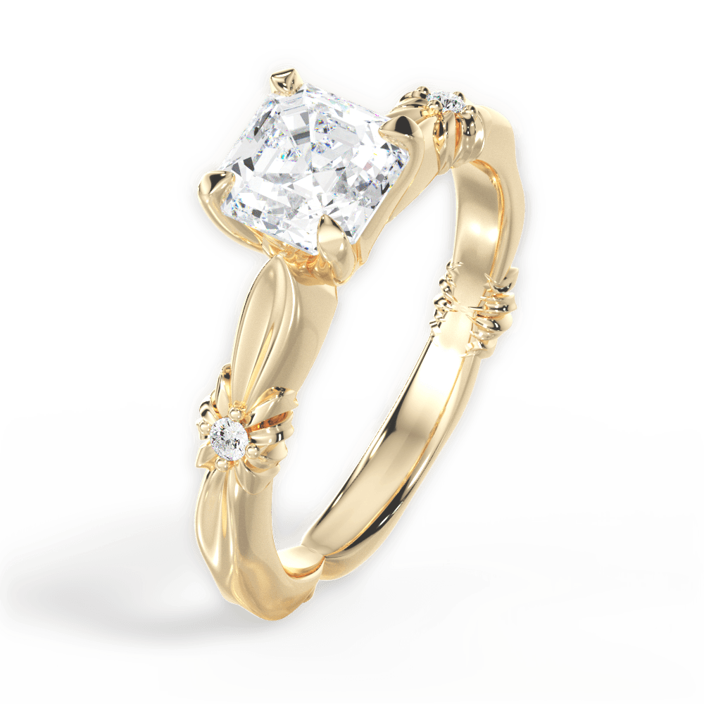 Claire Asscher Cut Lab Grown Diamond 18Kt Yellow Gold Engagement Ring - View 4