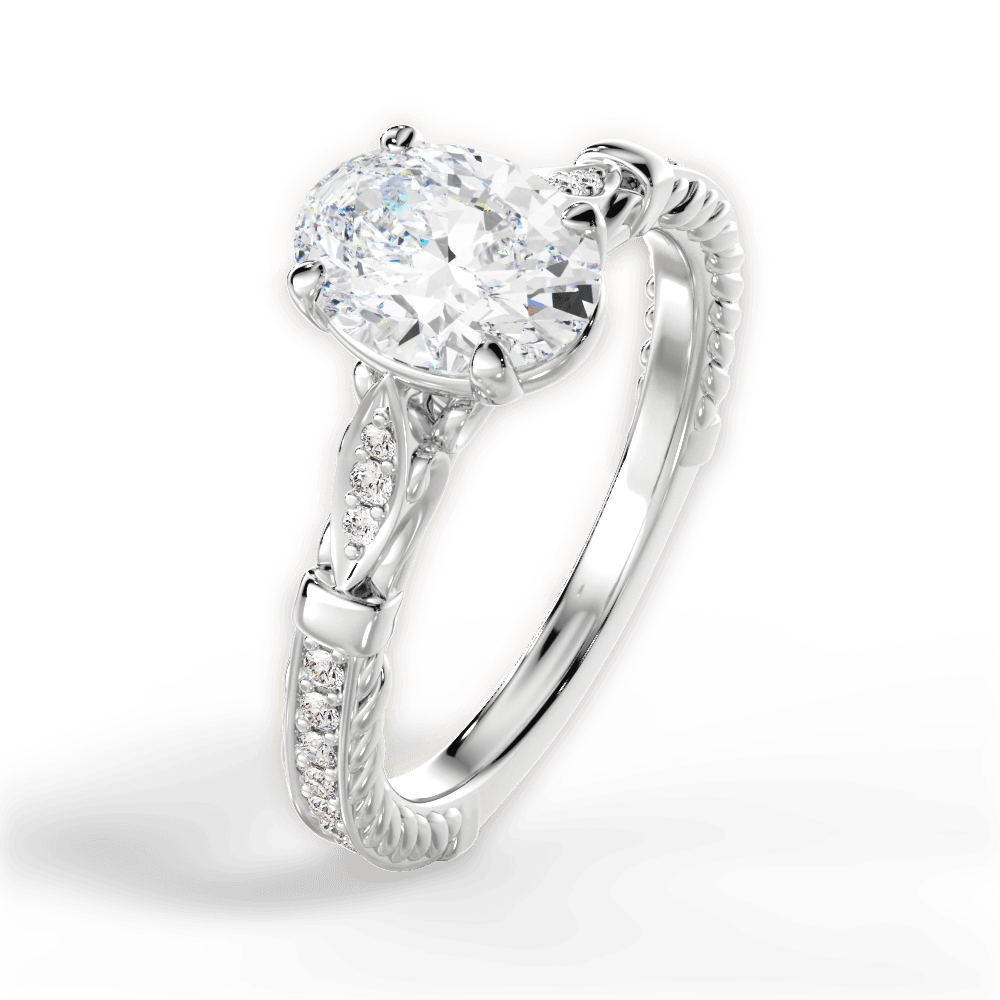 Gabriela Oval Cut Lab Grown Diamond 14Kt White Gold Engagement Ring - View 2
