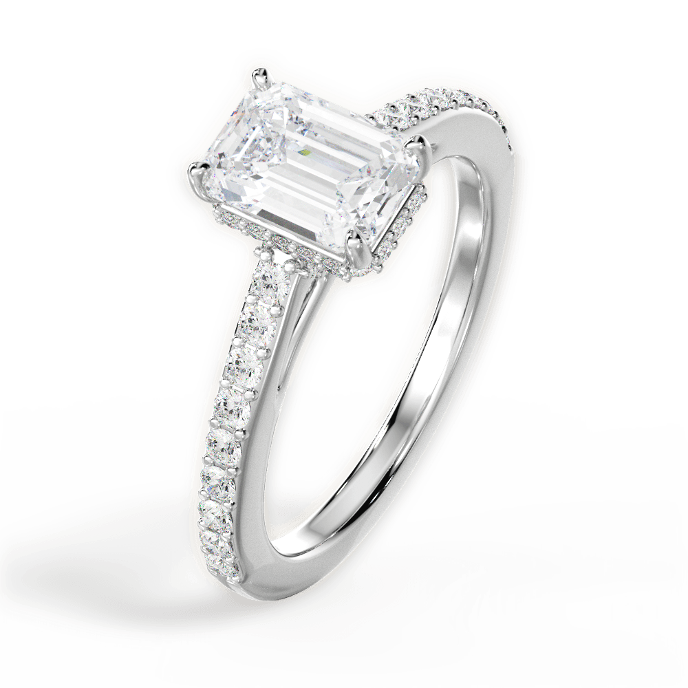 Joan Emerald Cut Lab Grown Diamond 18Kt White Gold Engagement Ring - View 3