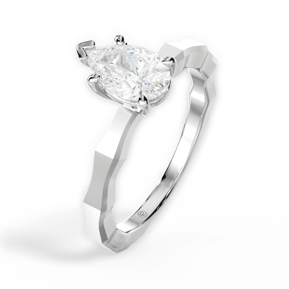 Aaliyah Pear Cut Lab Grown Diamond Platinum Engagement Ring - View 3