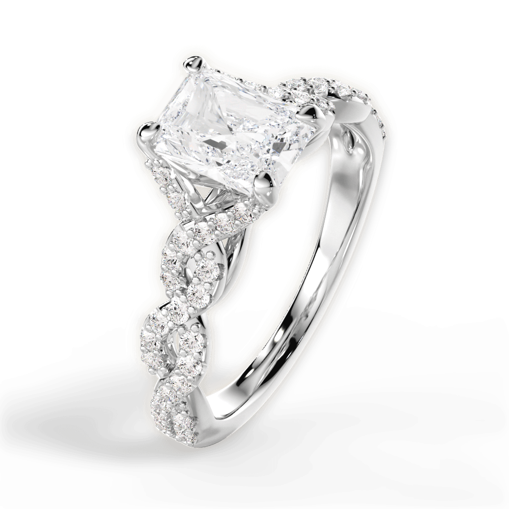 Justine Radiant Cut Lab Grown Diamond 18Kt White Gold Engagement Ring - View 4