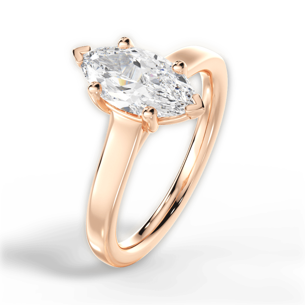 Ariana Marquise Cut Lab Grown Diamond 18Kt Rose Gold Engagement Ring - View 2