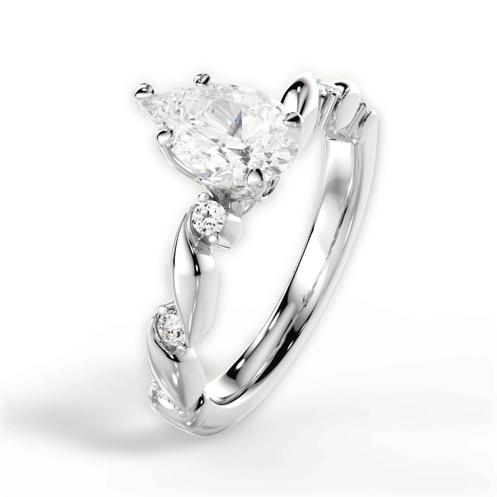 Emma Pear Cut Lab Grown Diamond 14Kt White Gold Engagement Ring - View 3
