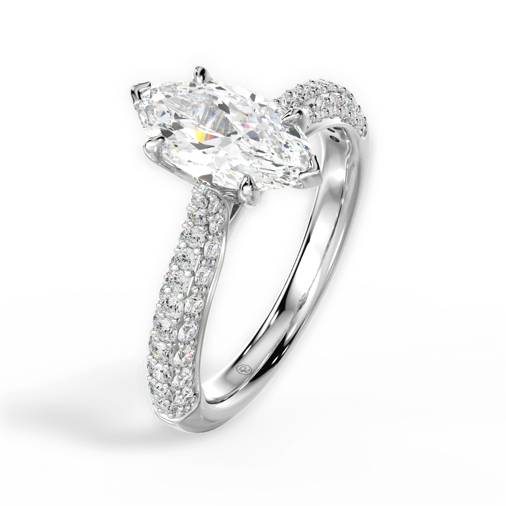 Kira Marquise Cut Lab Grown Diamond 18Kt White Gold Engagement Ring - View 4