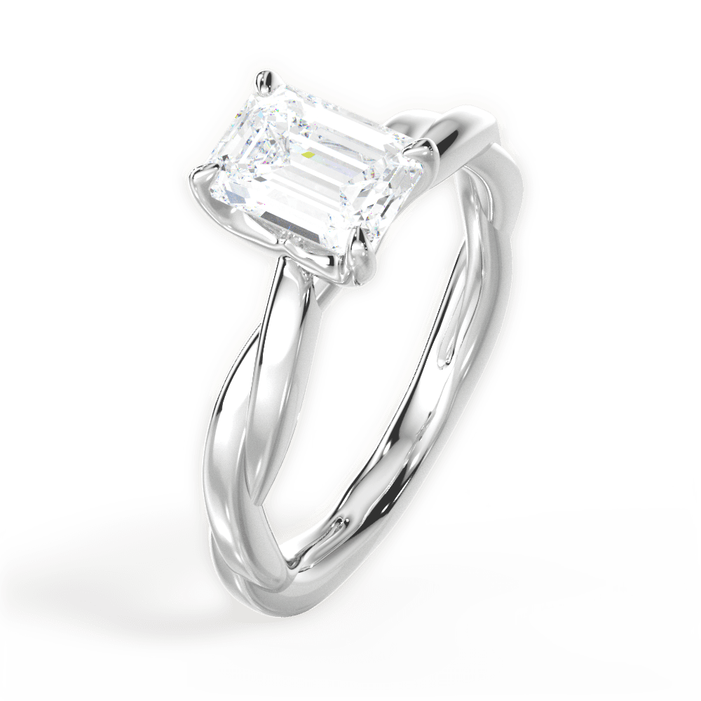 Bianca Emerald Cut Lab Grown Diamond 14Kt White Gold Engagement Ring - View 2