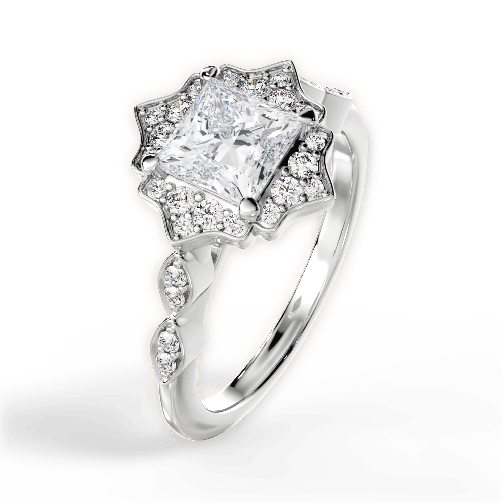 Julie Princess Cut Lab Grown Diamond Platinum Engagement Ring - View 2