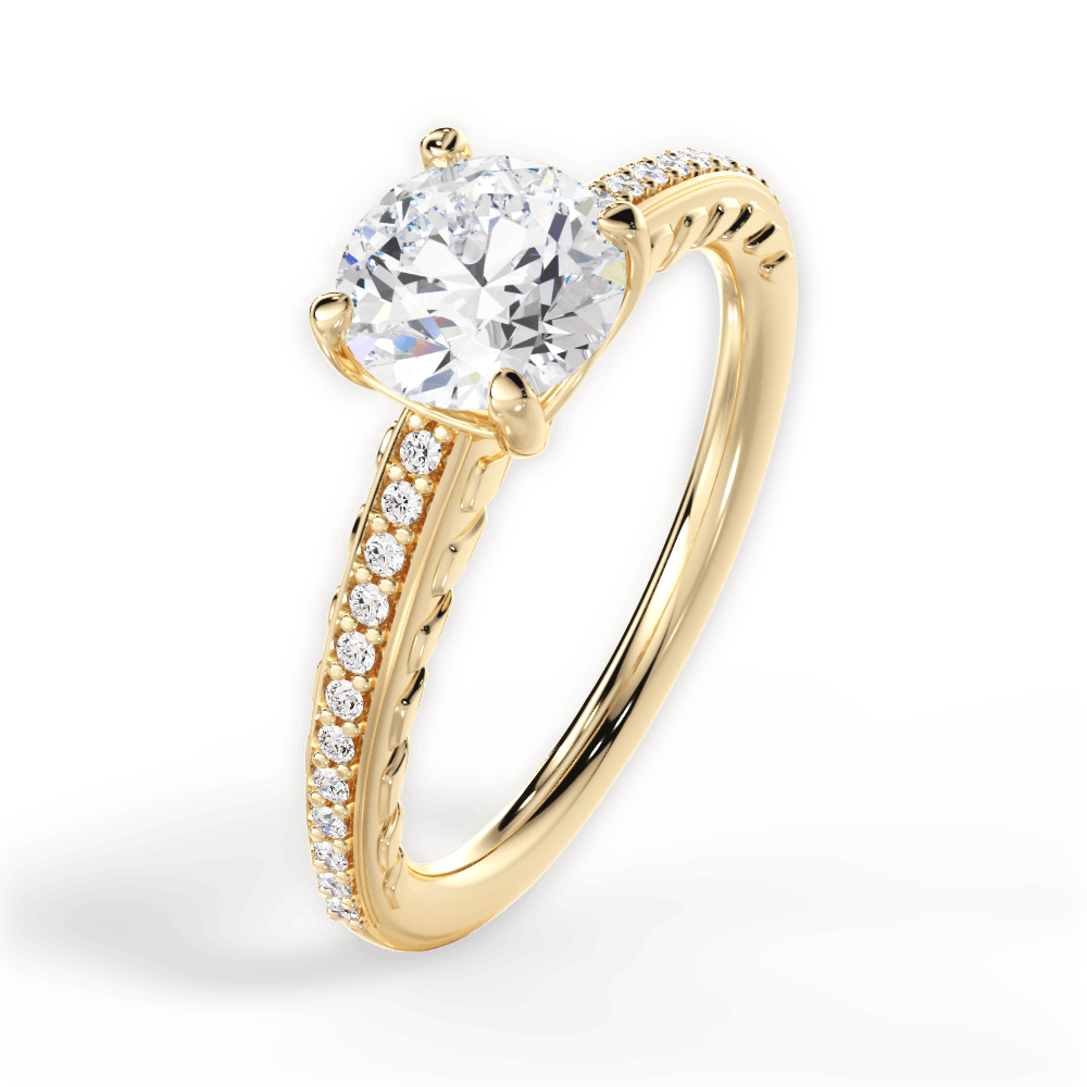 Caroline Round Cut Lab Grown Diamond 18Kt Yellow Gold Engagement Ring - View 3