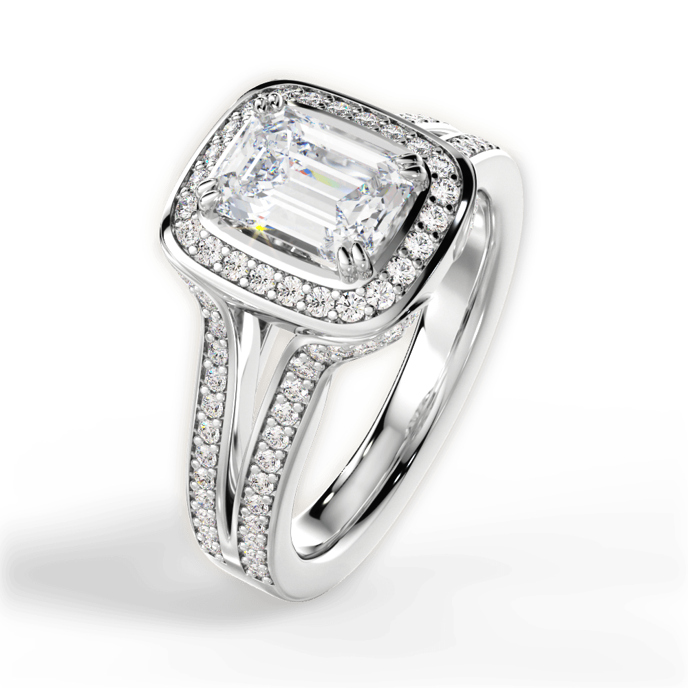 Mackenzie Emerald Cut Lab Grown Diamond Platinum Engagement Ring - View 2