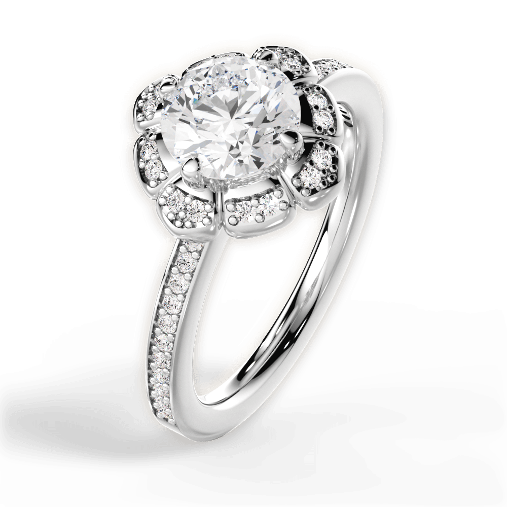 Hayley Round Cut Lab Grown Diamond 14Kt White Gold Engagement Ring - View 2