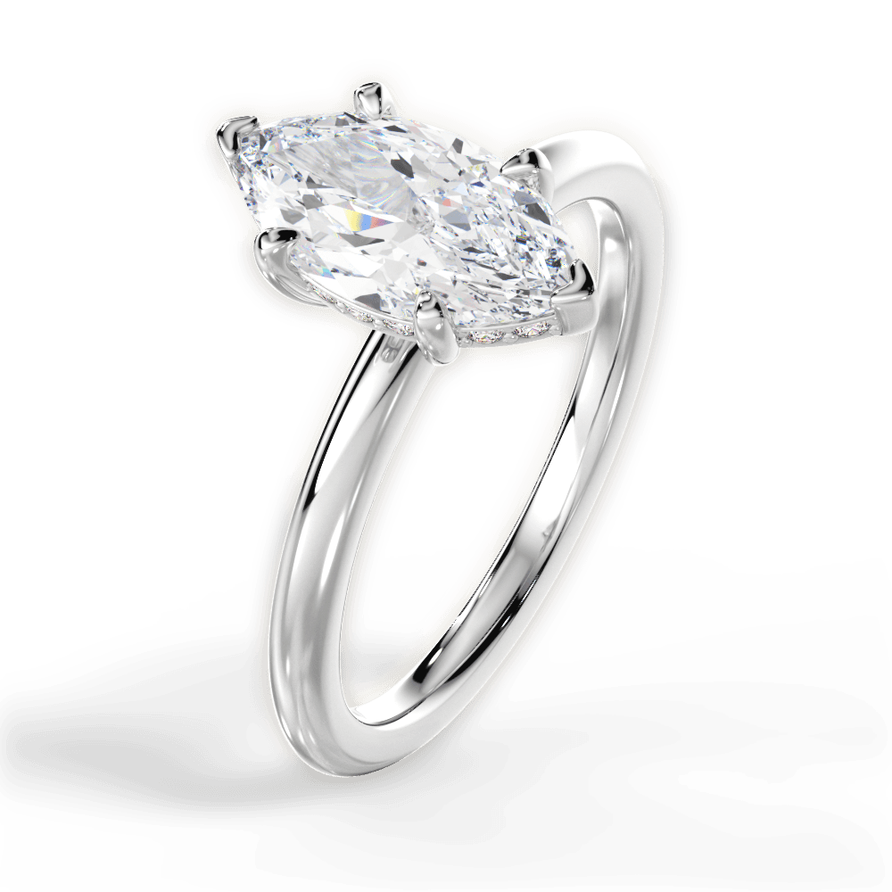 Brenda Marquise Cut Lab Grown Diamond 18Kt White Gold Engagement Ring - View 2