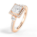 Julia Princess Cut Lab Grown Diamond 18Kt Rose Gold Engagement Ring - View 2