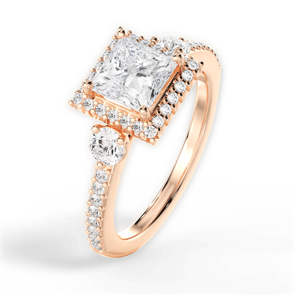 Julia Princess Cut Lab Grown Diamond 18Kt Rose Gold Engagement Ring - View 2