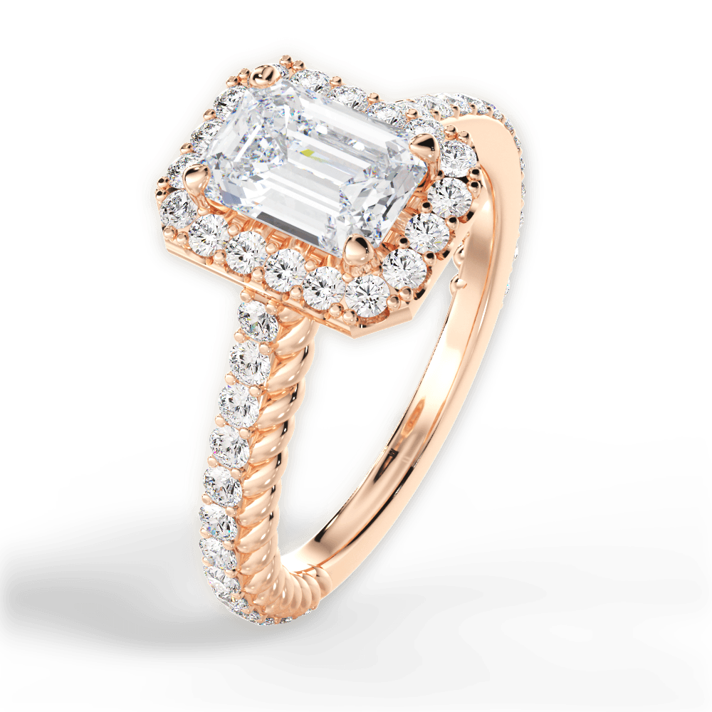 Kim Emerald Cut Lab Grown Diamond 18Kt Rose Gold Engagement Ring - View 4