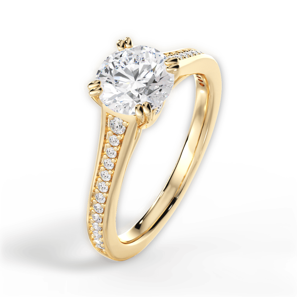 Delia Round Cut Lab Grown Diamond 18Kt Yellow Gold Engagement Ring - View 4