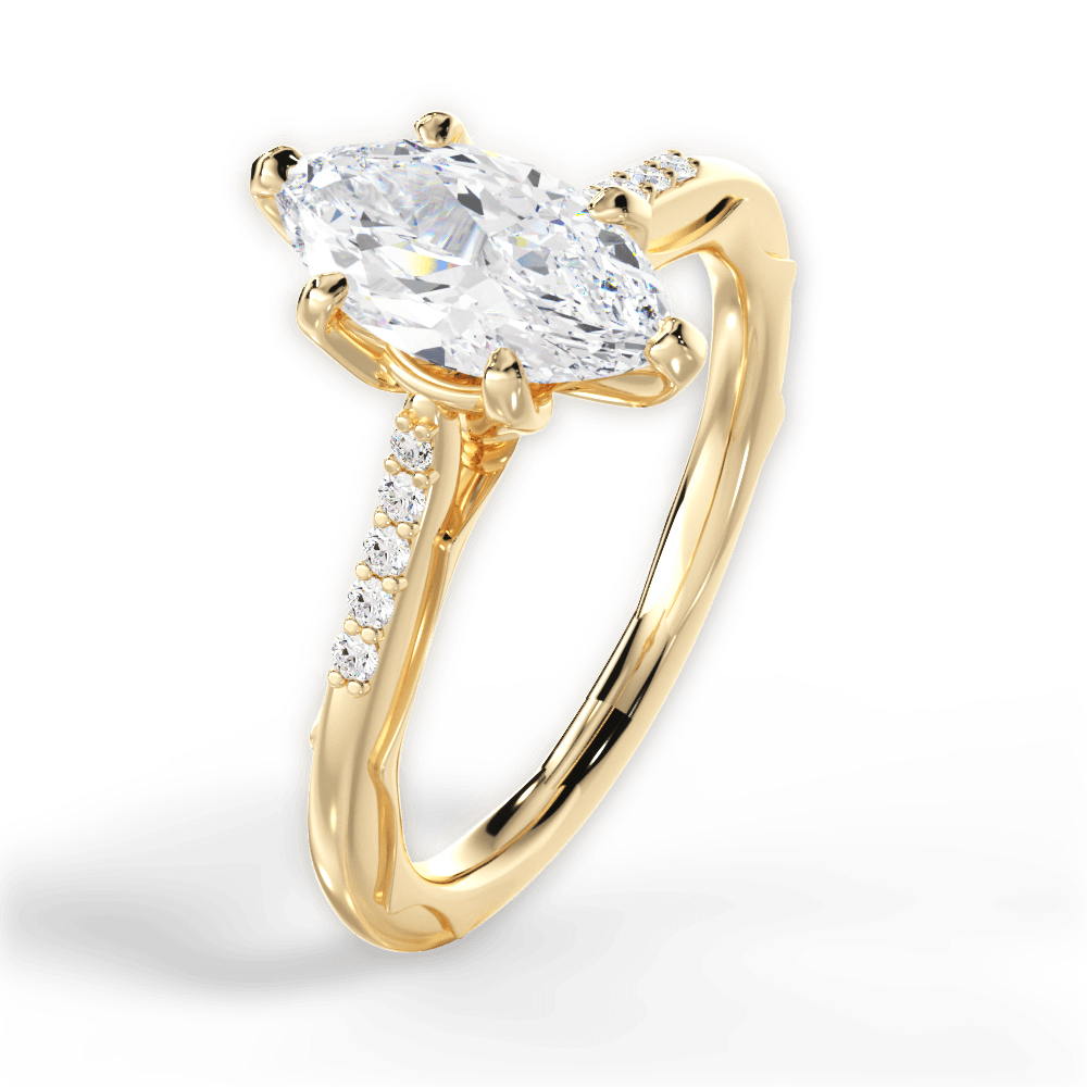Christina Marquise Cut Lab Grown Diamond 18Kt Yellow Gold Engagement Ring - View 2